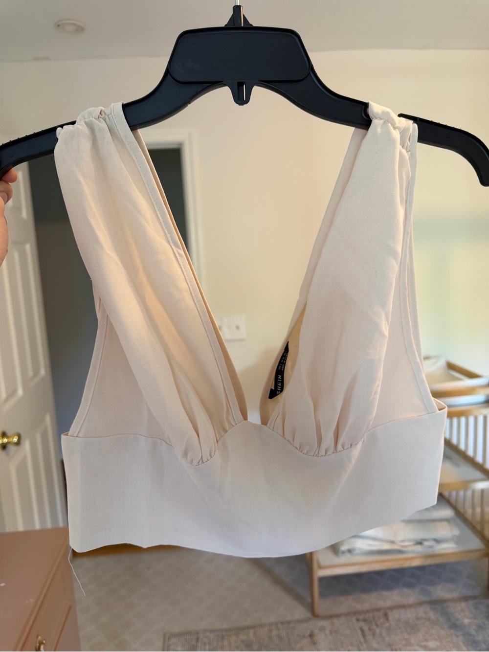 Neutral Plunge Bralette Top - Soft Cream